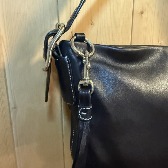 Vintage COACH 1417 Black Leather East West Legacy Shoulder Bag Tassel Silver - Picture 2 of 16